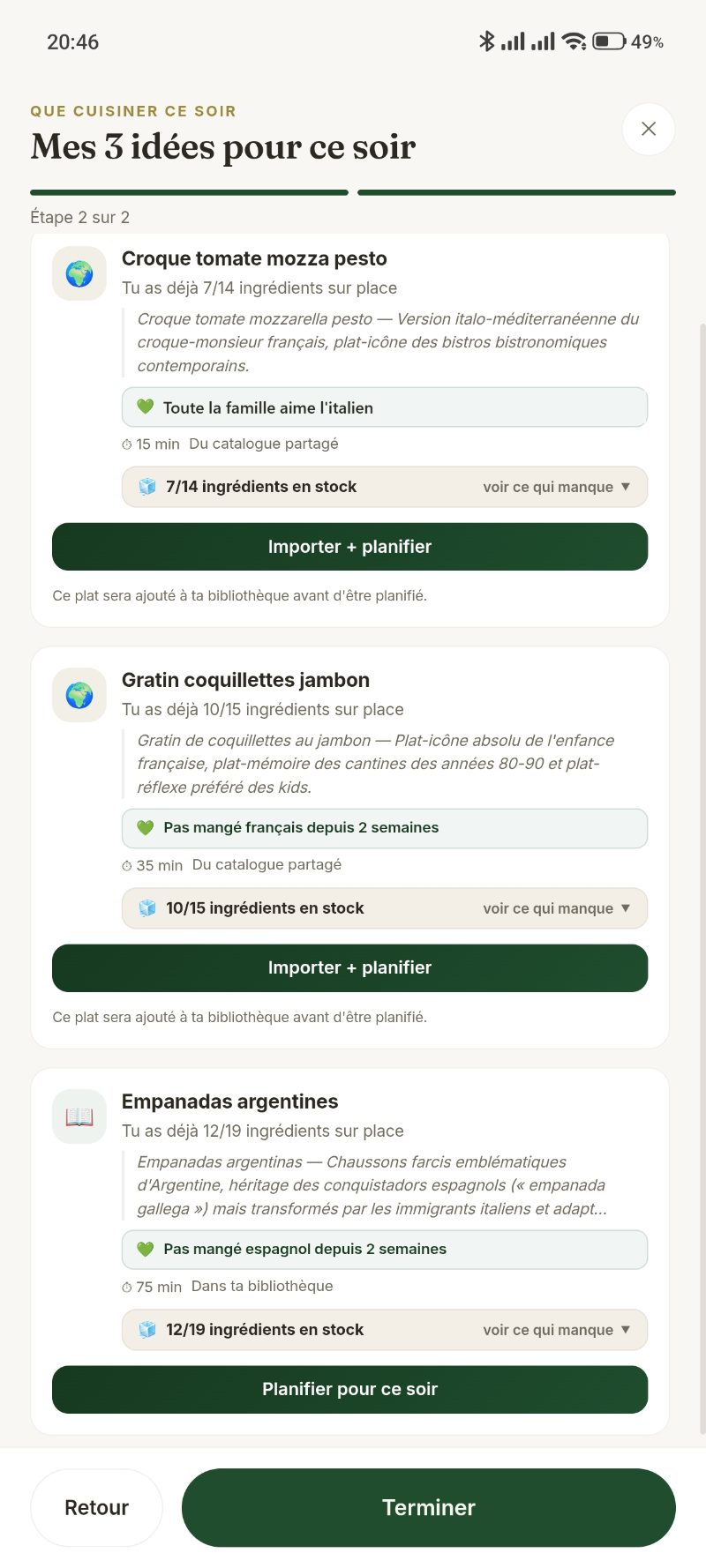 Vesta propose trois idées de repas pour ce soir
